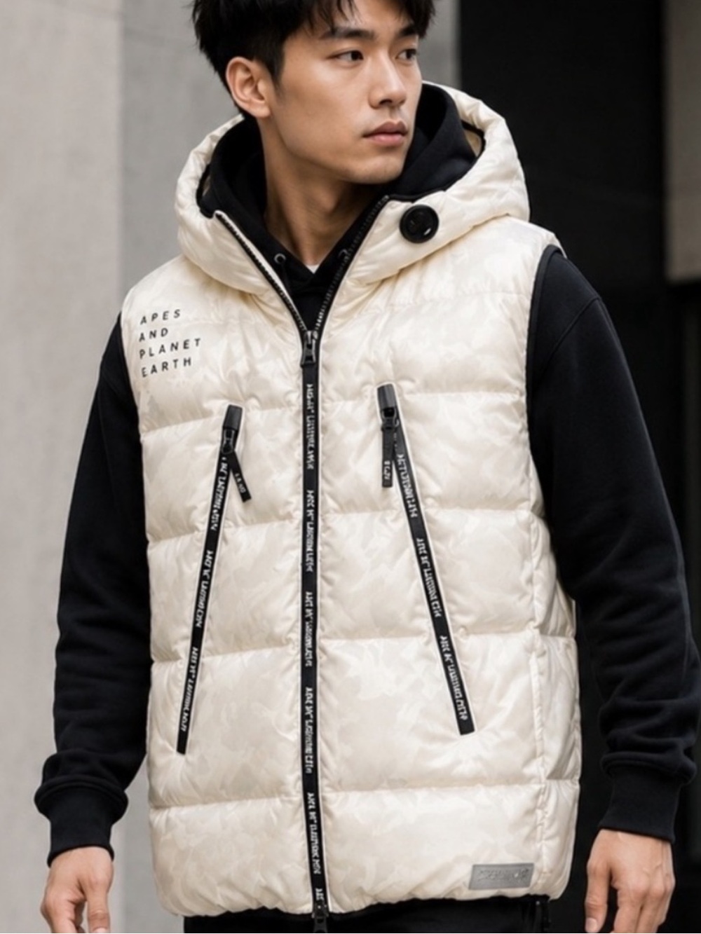 AAPE by A Bathing Ape Men’s M Tonal Camo Down Hooded Puffer Vest